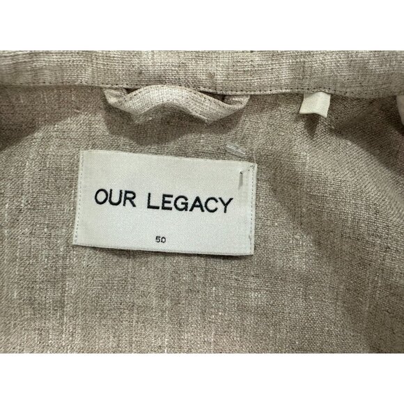 Our Legacy Linen blend full Zip jacket Size 50 color coated grey made in Italy - Picture 3 of 7